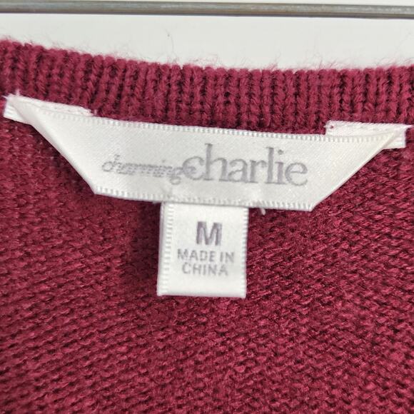 Charming Charlie Red Knit Sweater Dress Womens Size Medium M - Picture 3 of 3